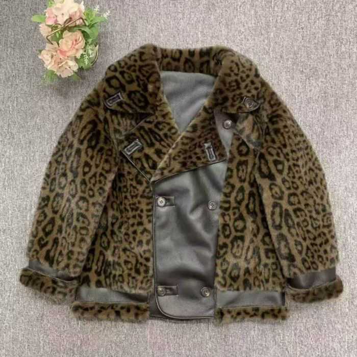 Brown Leopard Print Faux Fur & Leather Coat