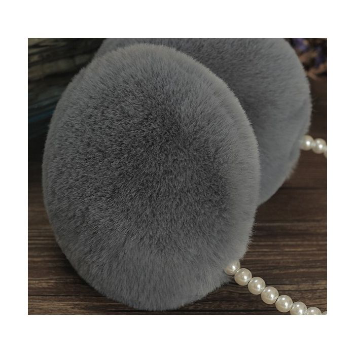 Faux Fur Pearl Earmuffs ~ Charcoal Faux Fur Pearl Earmuffs ~ Charcoal – Chic Streets main image 4