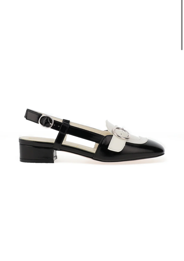 Dancing Matilda Trapeze 029 Black & White Slingback Heel Pumps