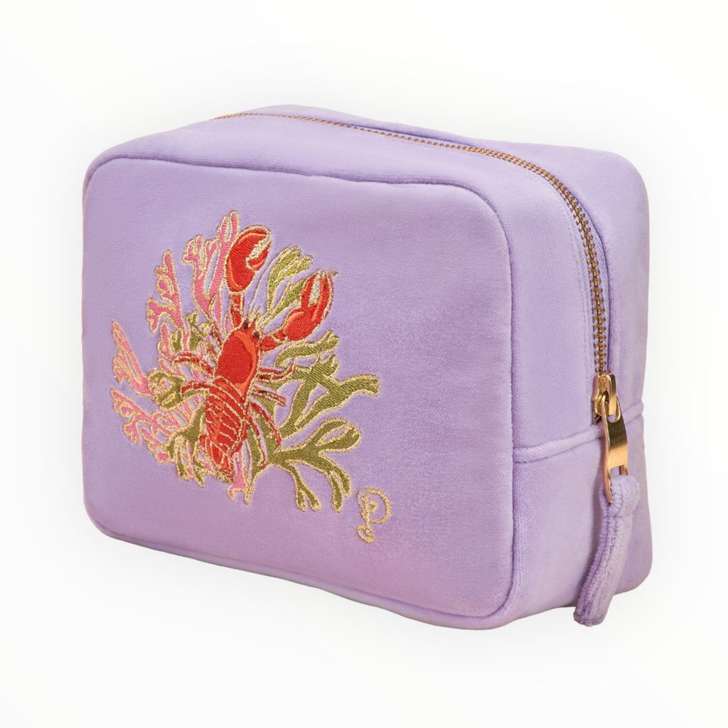 Powder Lobster Lilac Velvet Make Up Bag