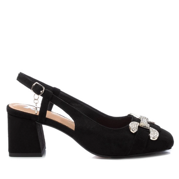 Black Suede Block Heel XTI Slingback Shoes
