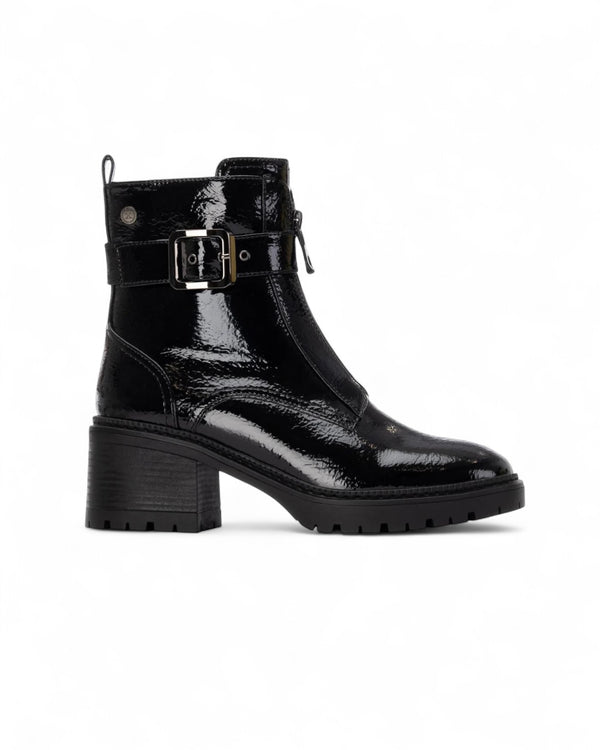 XTI Black Patent Block Heel Boots