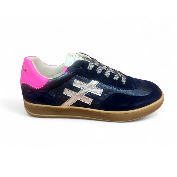 Another Trend Navy Gum Sole Trainers with Silver & Pink