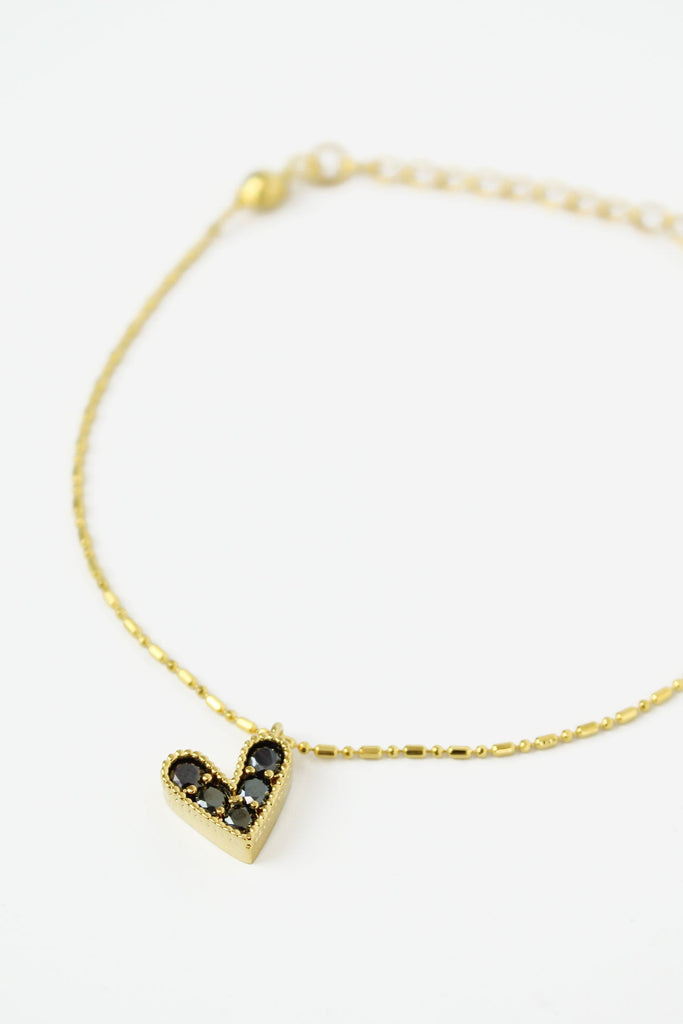 Grey Gemstone Heart Bracelet