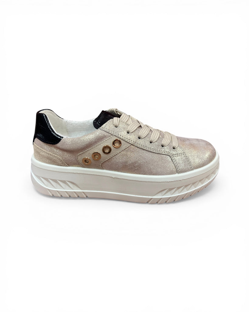 Ara Monaco Shell, Gold & Black Flatform Trainers