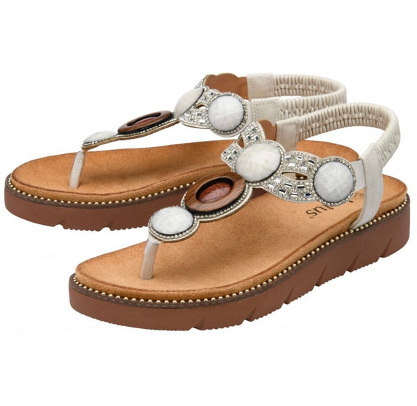 Lotus Alcina White Toe-Post Sandals