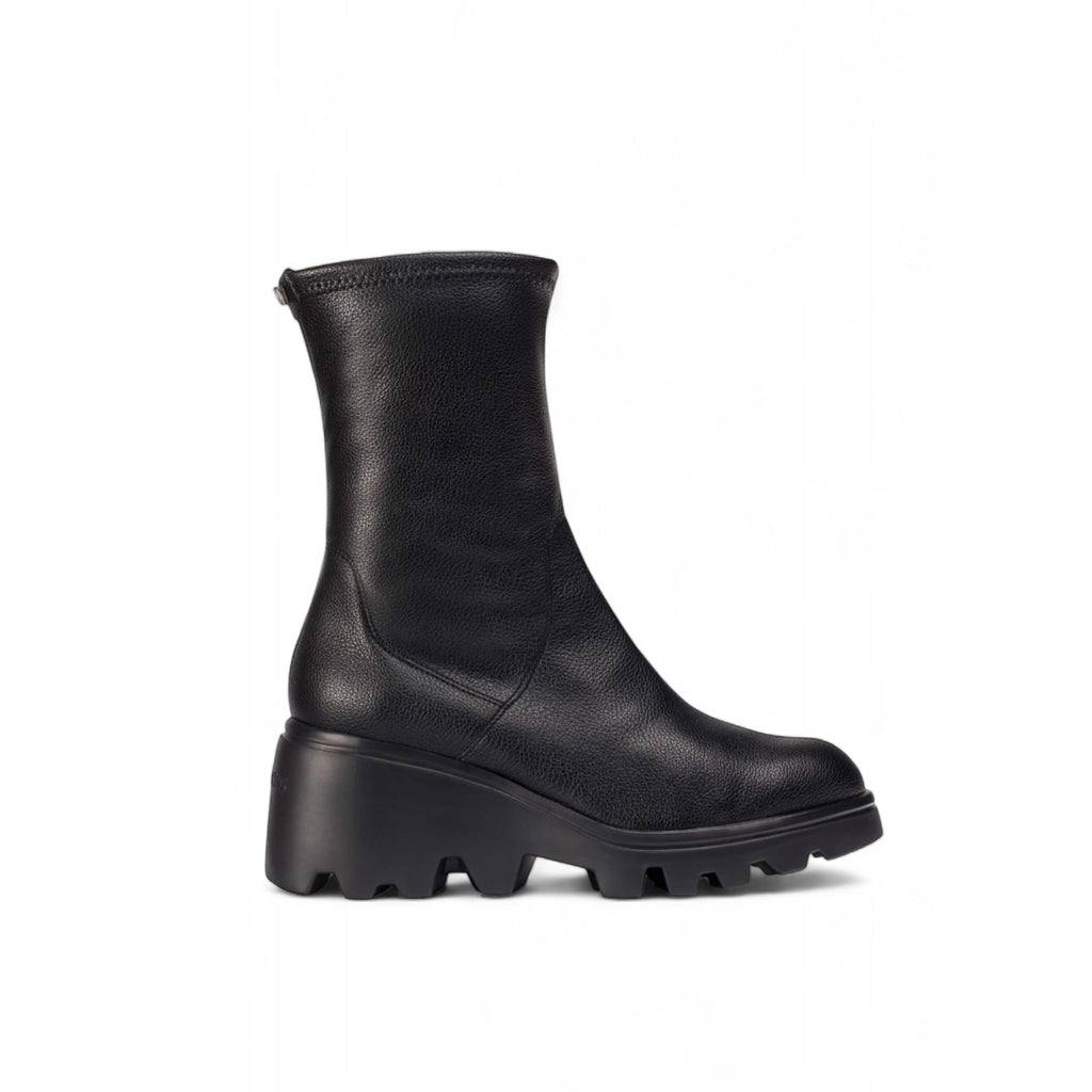 Wonders G-7017 Black Leather Wedge Boots