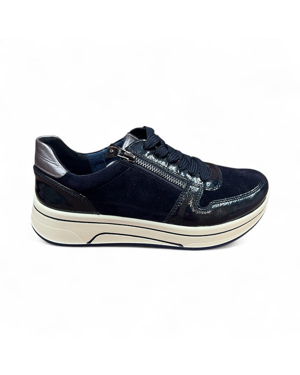 Ara Sapporo Navy & Cream Leather Trainers