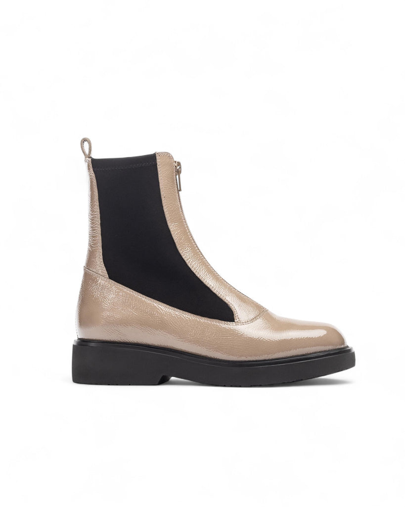 Unisa Foggia Taupe Leather Patent Boots