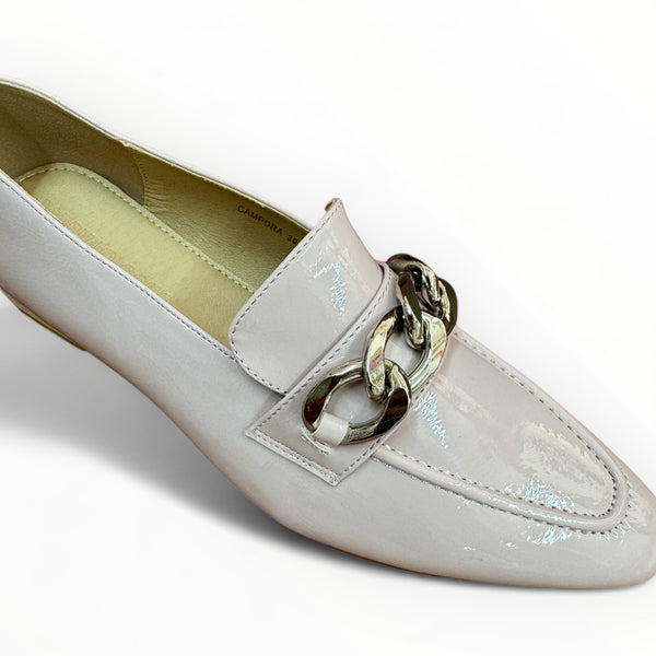 Campora Lilac Patent Silver Chain Loafers