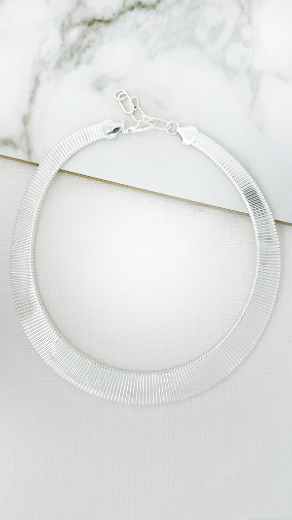 Silver Snake Chain Collar Necklace