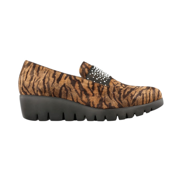 Wonders C-33158 Zebra Print Slip-On Wedge Loafers