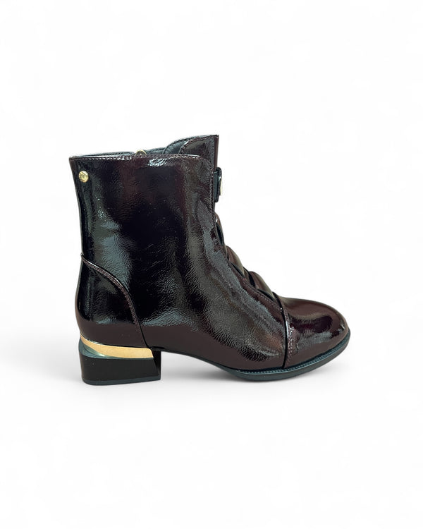 Patrizio Como Lierganes Wine Patent Ankle Boots