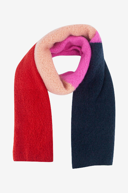 Aster Red, Pink & Navy Colour block Heavyweight Scarf