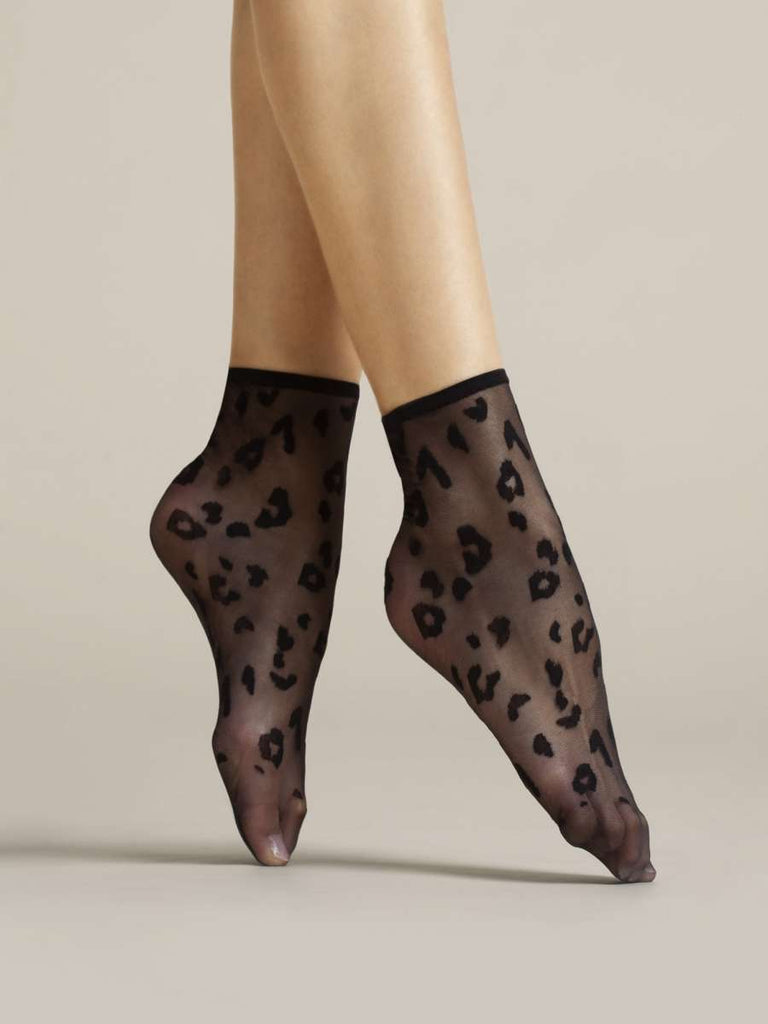Black Sheer Leopard Print Socks