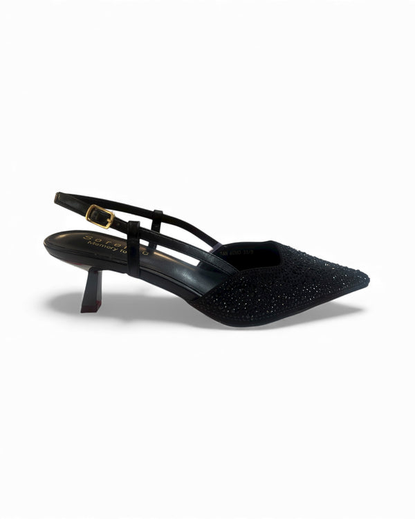 Sorento San Remo Black Gems Slingback Shoes