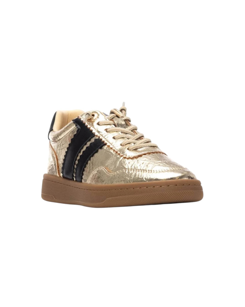 XTI Metallic Gold Gum Sole Trainers
