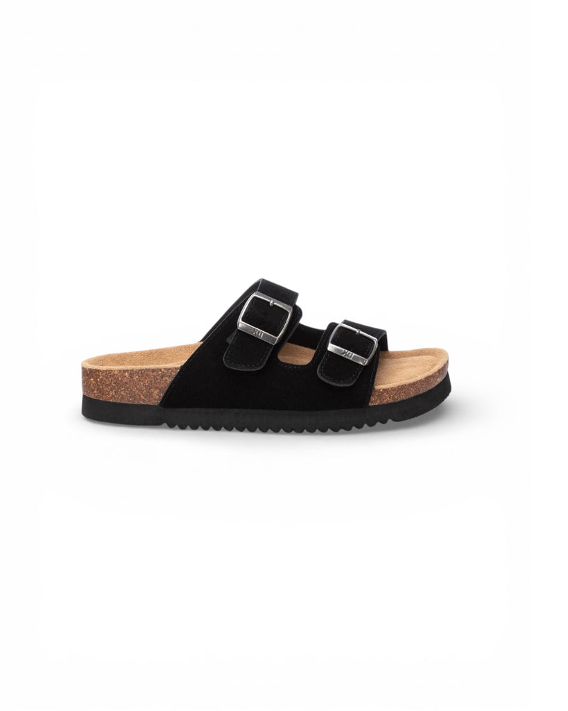 XTI Black Suede Double Strap Sandals 142552