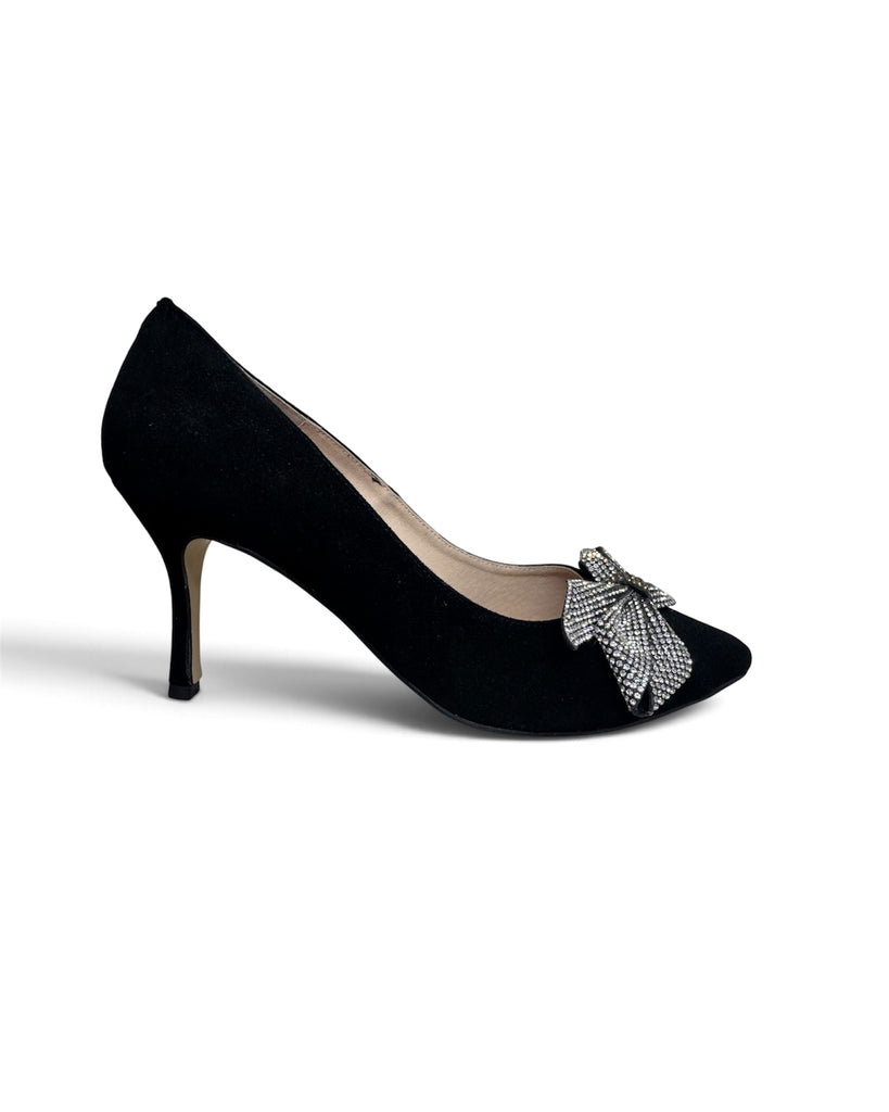 Emis Z7841/023 Black Pointed Shoe with Diamonte Bow