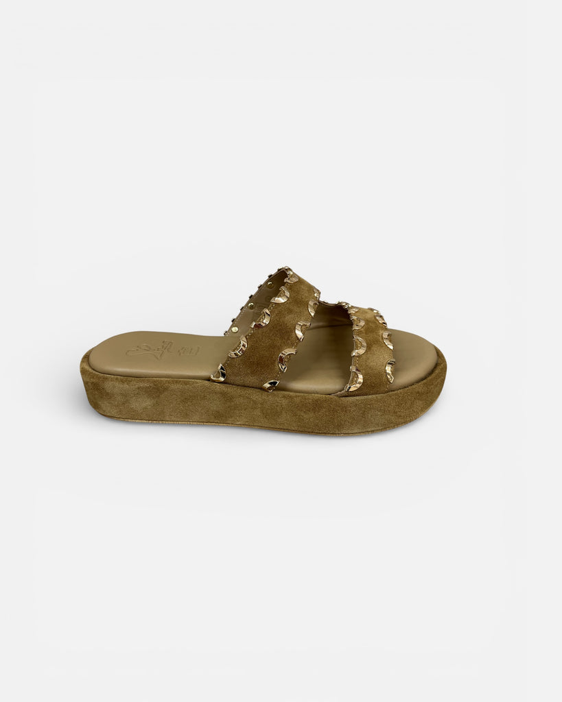 S. Piero Tan Double Strap Flatform Sandals