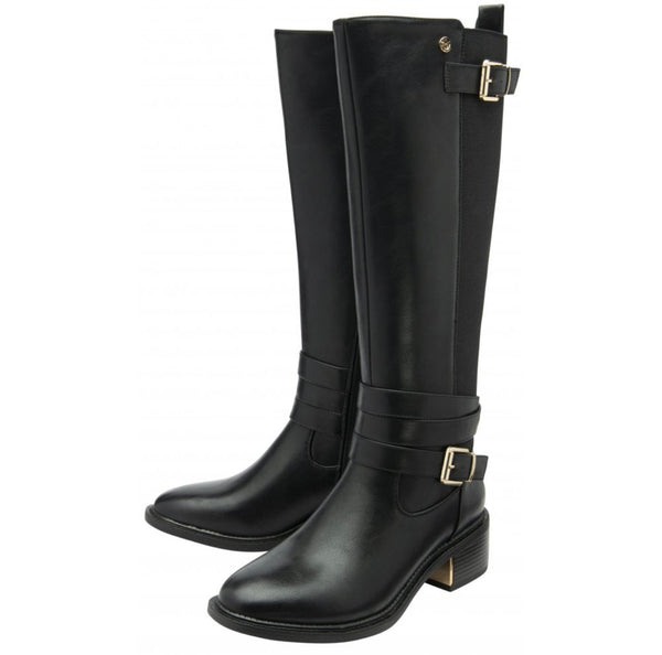 Lotus Black Freya Knee High Boots