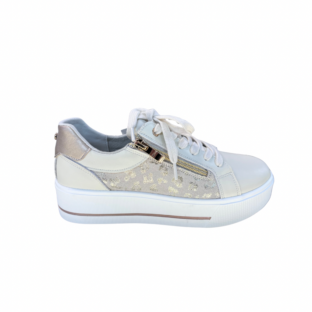 Patrizio Como Ravenna Cream Leopard Trainers