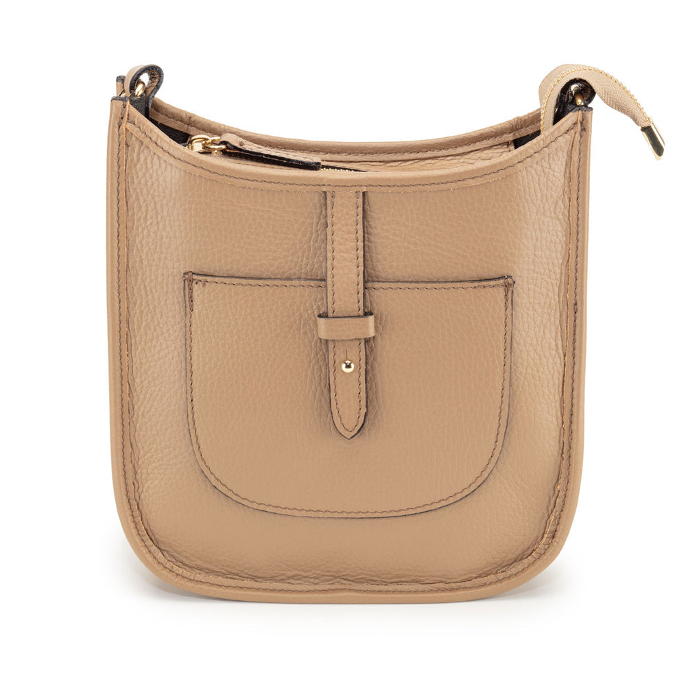 Cappucino Leather Messenger Crossbody Handbag