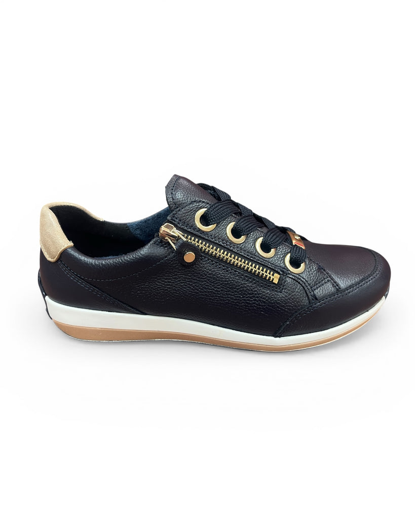 Ara Osaka Highsoft Navy Leather Trainers
