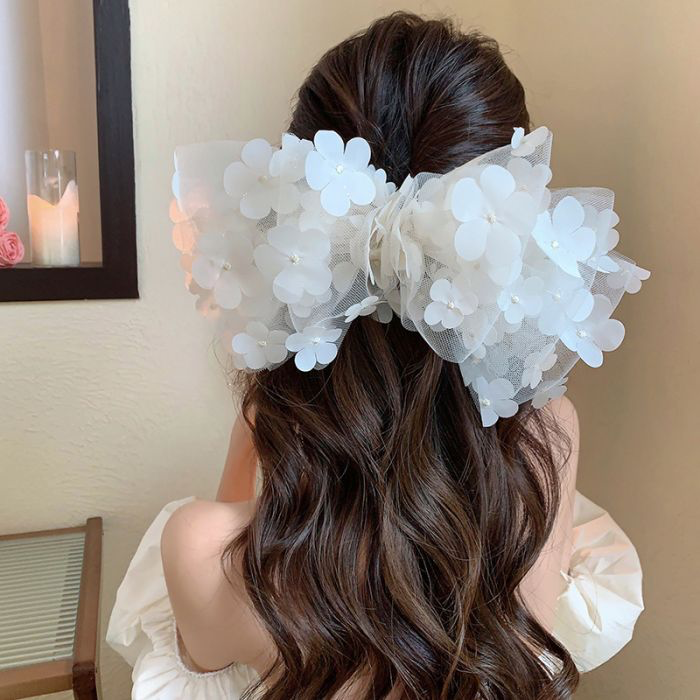 White Floral Hair Bow