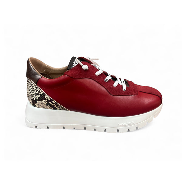 Wonders A-2495 Red Leather & Velvet Trainers