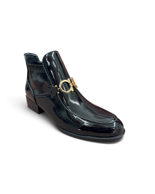Patrizio Como Huesca Black Patent Block Heel Boots