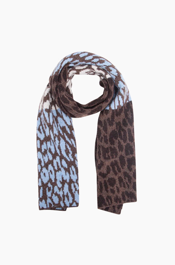 Brown & Blue Leopard Print Heavyweight Scarf