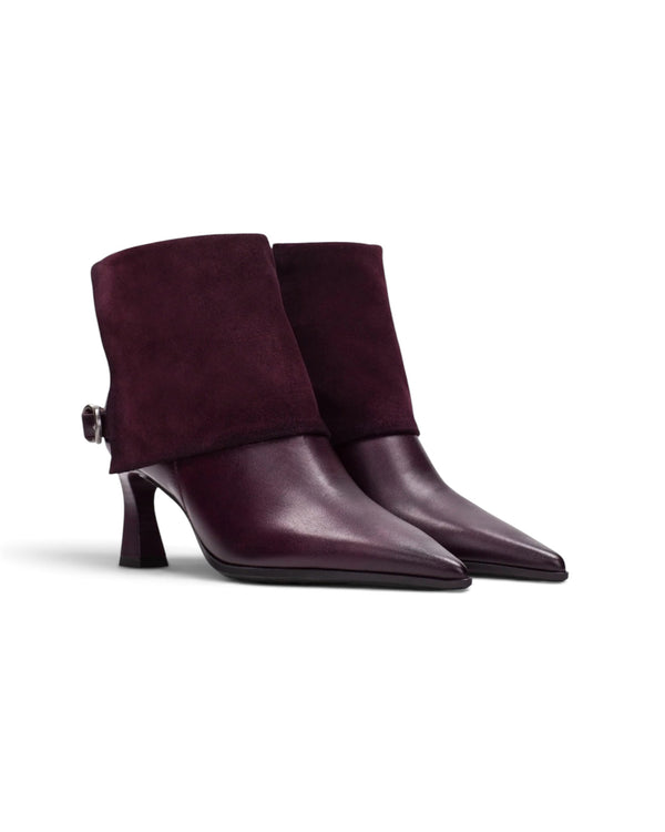 Hispanitas HI265070 Paris Bordo Fold-Over Suede Pointed Ankle Boots