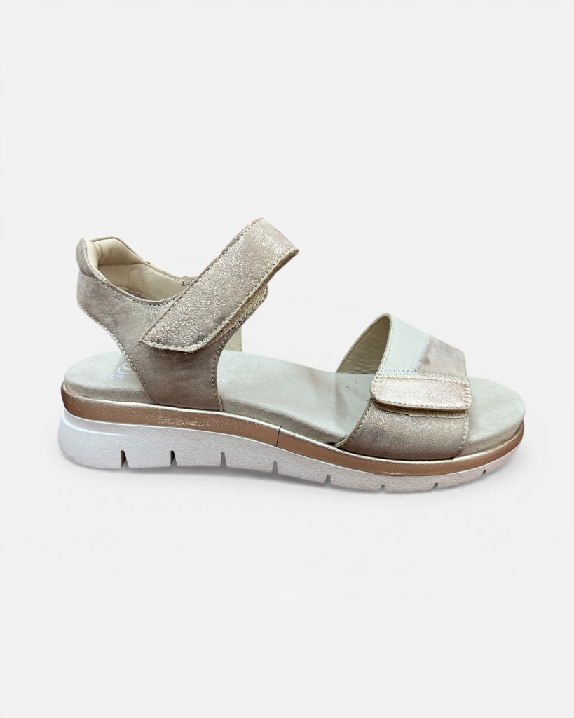 Ara Cambridge Sand & Cream Wedge Leather Sandals