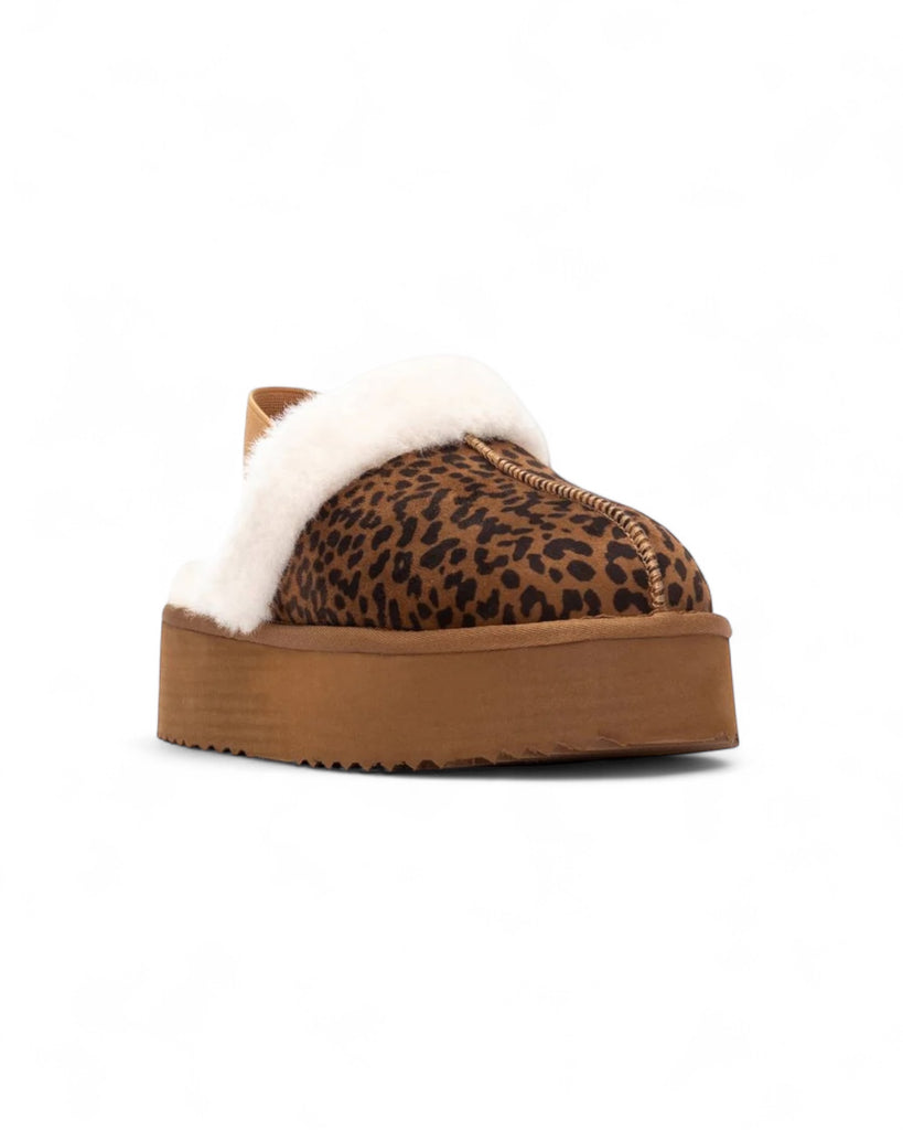 XTI Leopard SlingBack Fur Lined Mules