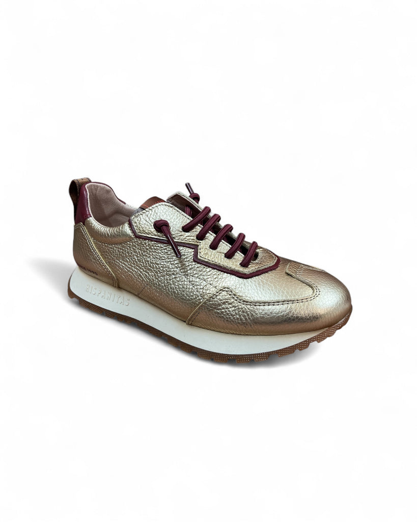 Hispanitas 254312 Metallic Gold Leather Trainers