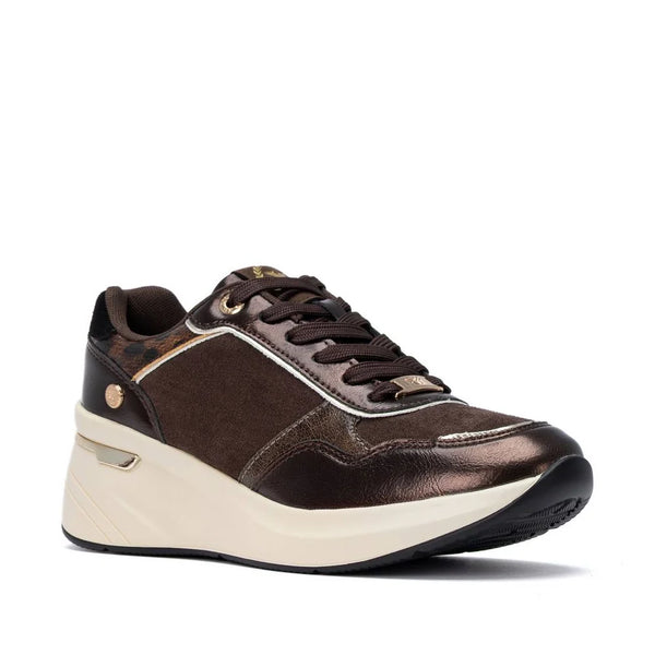 XTI 146383 Brown & Bronze Wedge Trainers