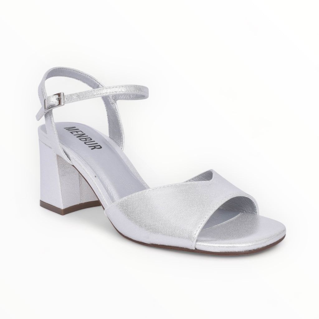 Metallic Silver Menbur Block Heel Sandals