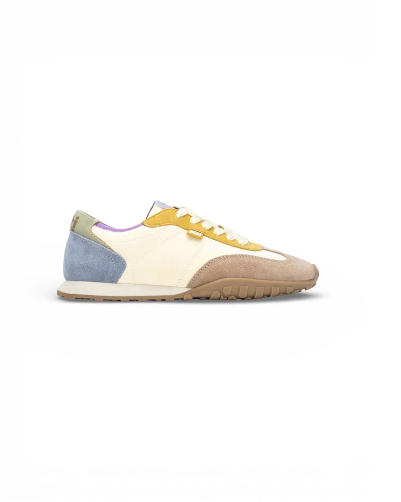 XTI Nude, Yellow & Blue Lace-Up Gum Sole Trainers 145213
