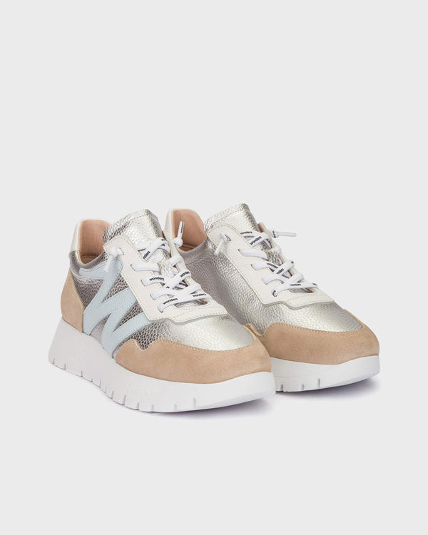 Wonders Beige Silver Trainers A-24101