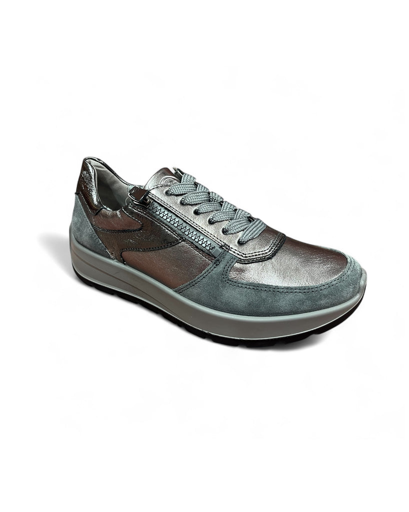 Ara New York Graphit & Steel Leather Trainers
