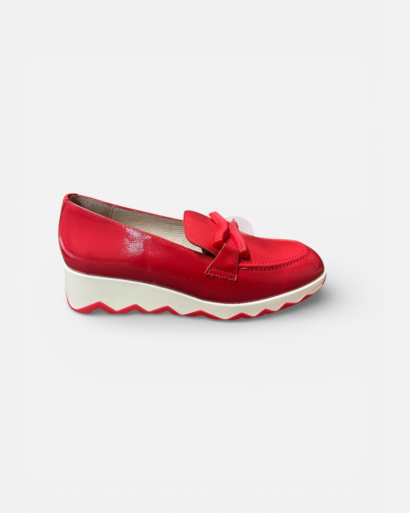 Wonders Red Leather Loafers C-7620