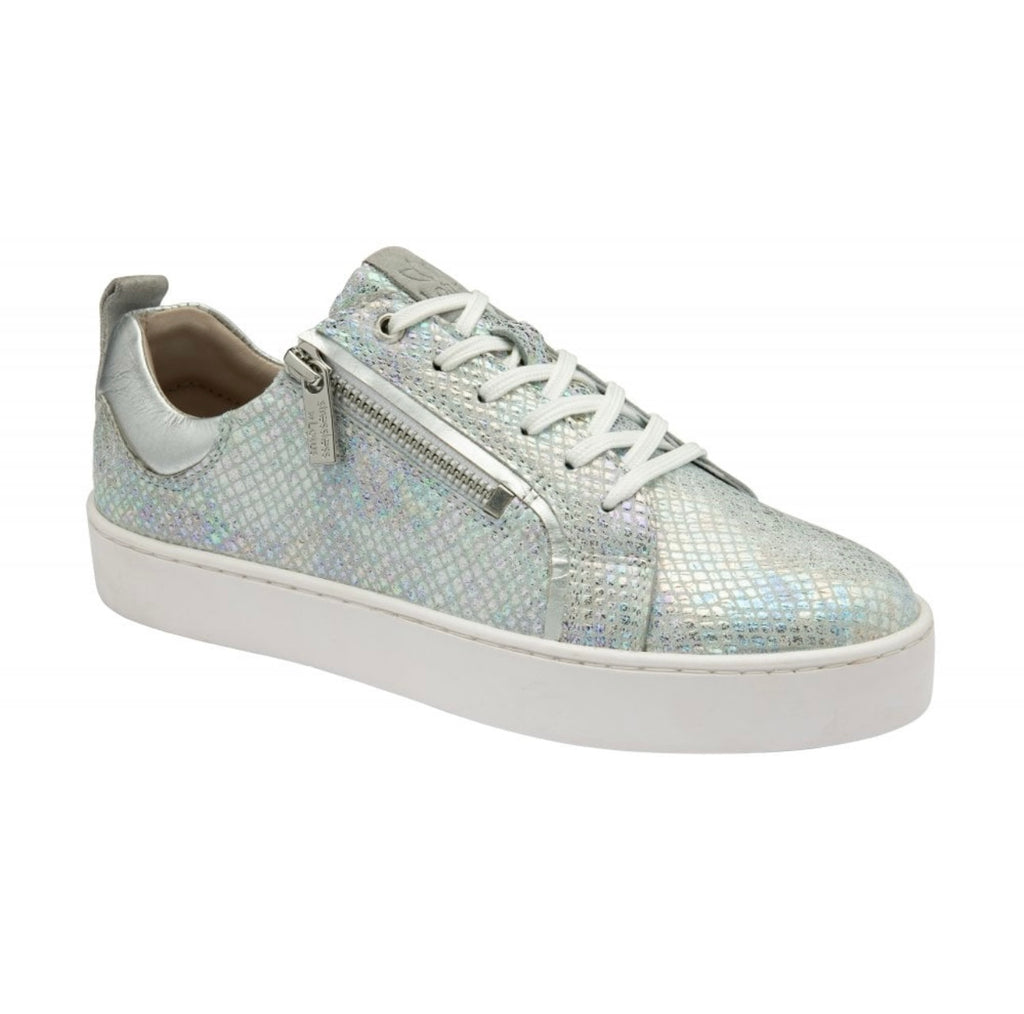 Silver Snake-Print Leather Serene Casual Trainers | Stressless by Lotus
