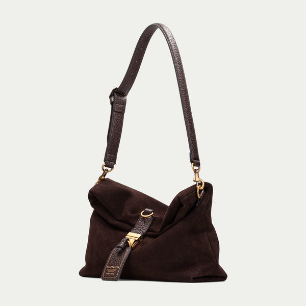 Hispanitas BI264948 Espresso Suede Shoulder Bag