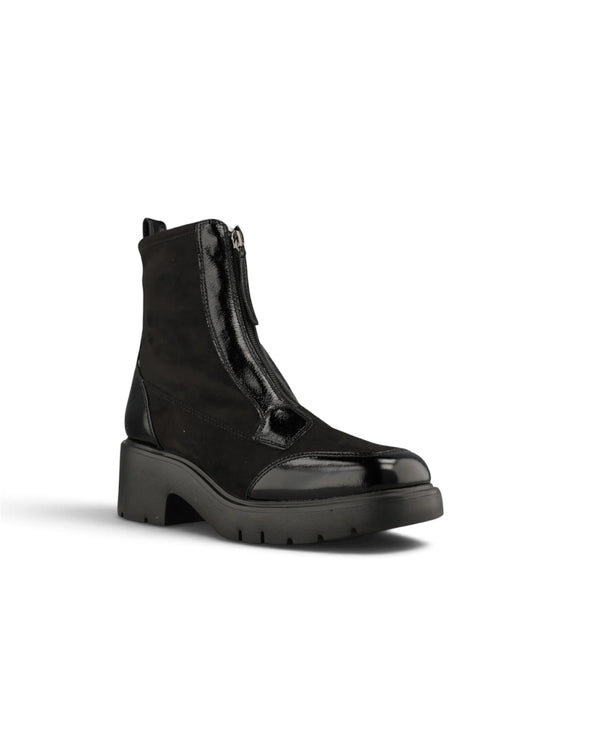 Unisa Jandro Black Front Zip Ankle Boots