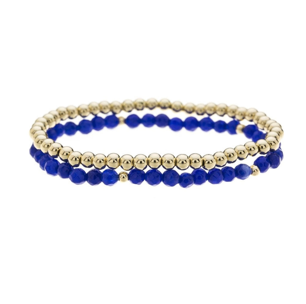 Blue & Gold Layered Beaded Bracelet