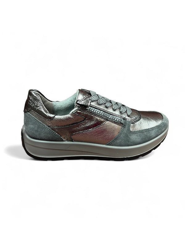 Ara New York Graphit & Steel Leather Trainers