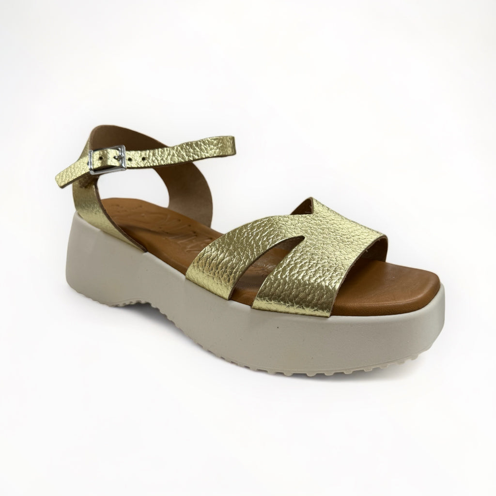 Gold Leather Platfrom Sandal