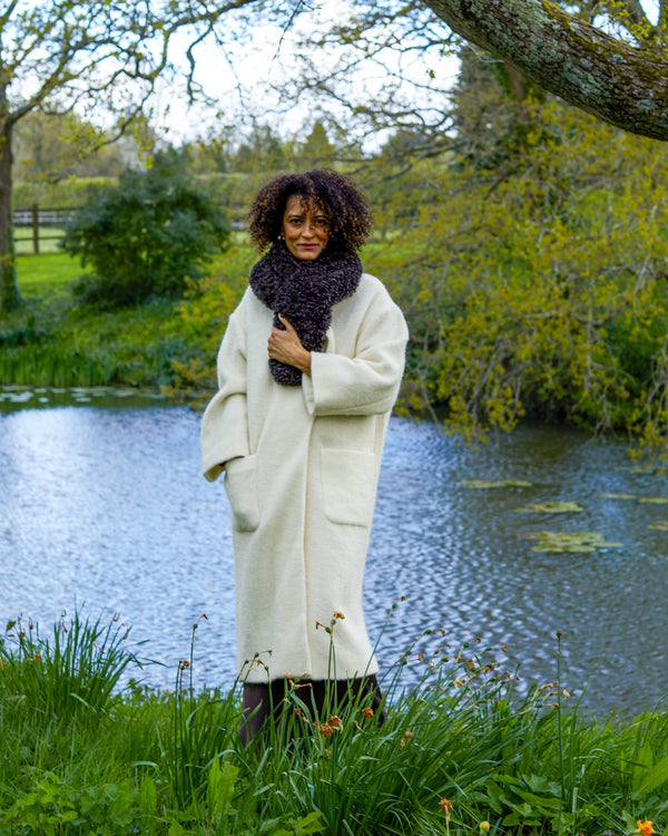 Verity Cocoa Curly Faux Fur Scarf
