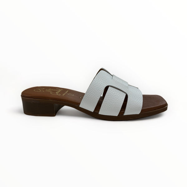 White Leather Heel Sandal